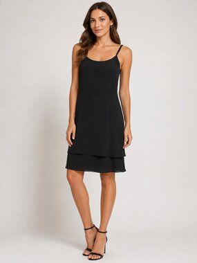 Linea Domani Black Tiered Dress Crystal Straps Size 7/8